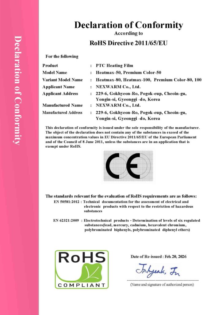 Nexwarm - certifikát EU